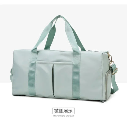 Outdoor Waterproof Nylon Sports Gym Bags Men Women Training Fitness Travel Handbag Yoga Mat Sport Bag with Shoes Compartment