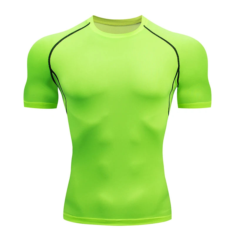Compression T Shirt Men Summer Sportswear Running T-Shirt Elastic Quick Dry Sport Tops Tee Athletic Gym Workout Shirts Men