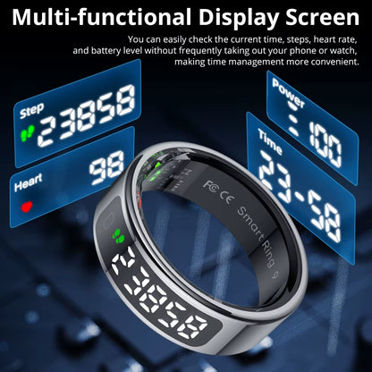 New  R12 Smart Ring, Wireless Charging, Display and Touch, Health Manager, Multi Sports Modes for Men Women, Gold, Silver