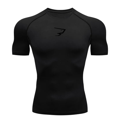 Compression T Shirt Men Summer Sportswear Running T-Shirt Elastic Quick Dry Sport Tops Tee Athletic Gym Workout Shirts Men