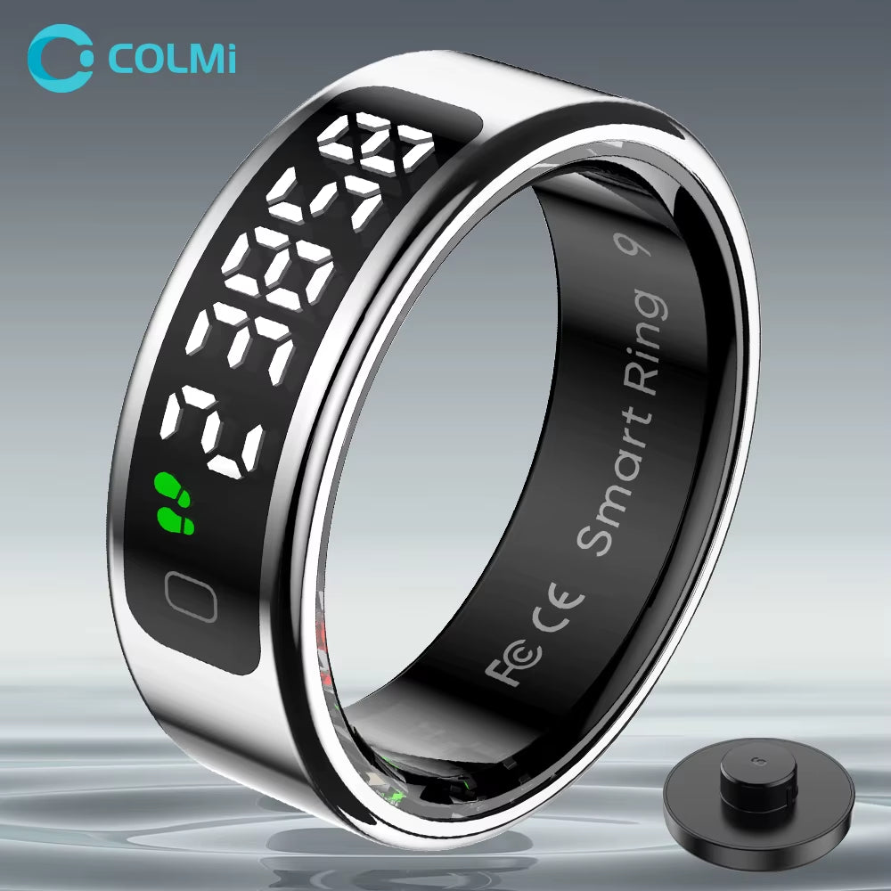 New  R12 Smart Ring, Wireless Charging, Display and Touch, Health Manager, Multi Sports Modes for Men Women, Gold, Silver