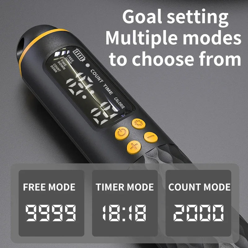 Wireless Digital Jump Rope USB Calorie Counter Adjustable Cordless Skipping Rope Fitness Exercise Trainer for Weight Loss