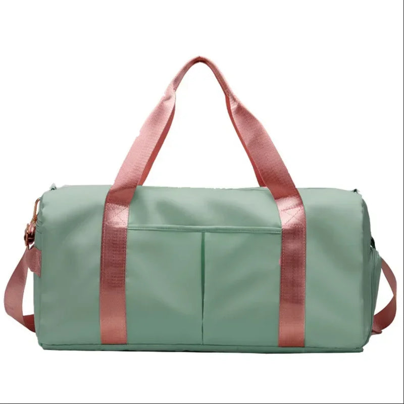 Outdoor Waterproof Nylon Sports Gym Bags Men Women Training Fitness Travel Handbag Yoga Mat Sport Bag with Shoes Compartment