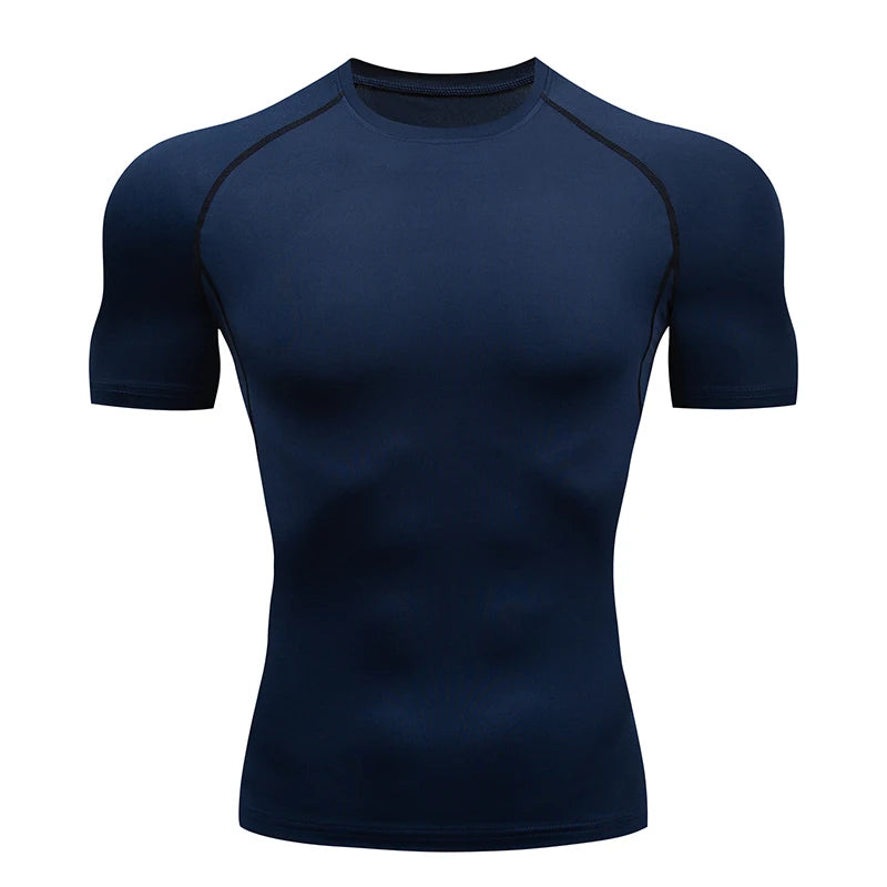 Compression T Shirt Men Summer Sportswear Running T-Shirt Elastic Quick Dry Sport Tops Tee Athletic Gym Workout Shirts Men