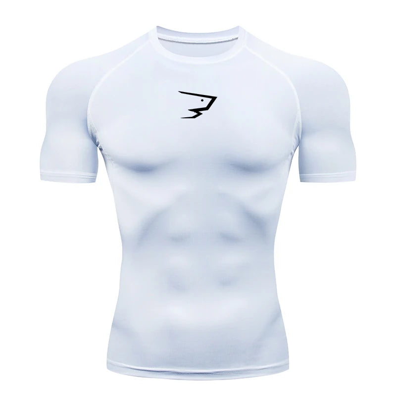 Compression T Shirt Men Summer Sportswear Running T-Shirt Elastic Quick Dry Sport Tops Tee Athletic Gym Workout Shirts Men