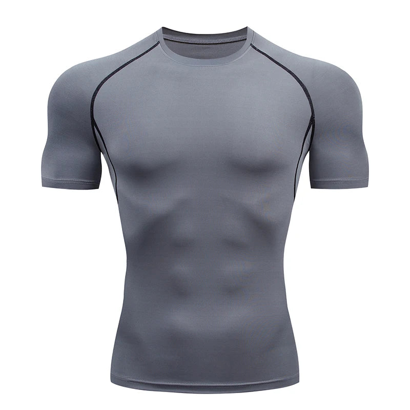 Compression T Shirt Men Summer Sportswear Running T-Shirt Elastic Quick Dry Sport Tops Tee Athletic Gym Workout Shirts Men