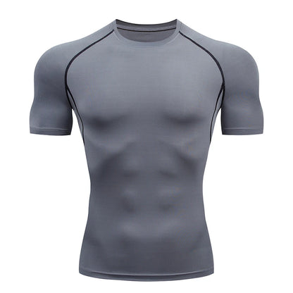 Compression T Shirt Men Summer Sportswear Running T-Shirt Elastic Quick Dry Sport Tops Tee Athletic Gym Workout Shirts Men