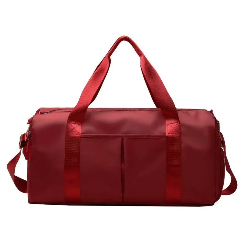 Outdoor Waterproof Nylon Sports Gym Bags Men Women Training Fitness Travel Handbag Yoga Mat Sport Bag with Shoes Compartment
