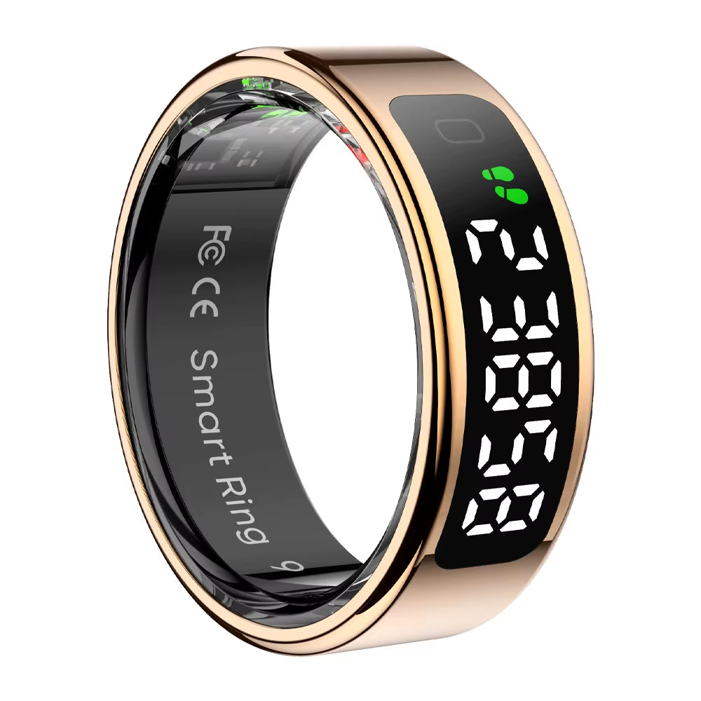 New  R12 Smart Ring, Wireless Charging, Display and Touch, Health Manager, Multi Sports Modes for Men Women, Gold, Silver