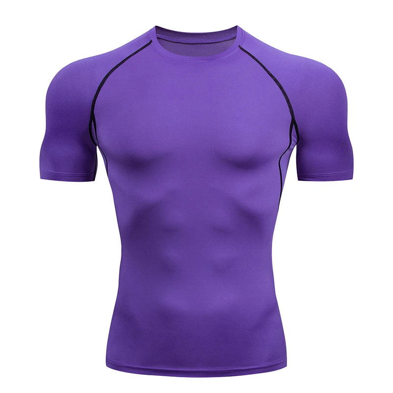Compression T Shirt Men Summer Sportswear Running T-Shirt Elastic Quick Dry Sport Tops Tee Athletic Gym Workout Shirts Men