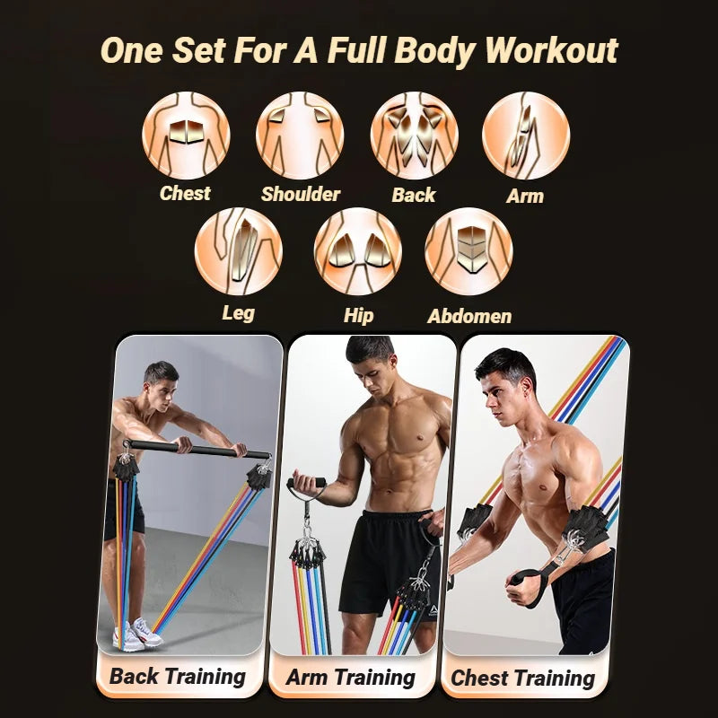 11Pcs/Set Pull Rope Resistance Bands Portable Fitness Equipment Ankle Strap Chest Expander Elastic Exercise Band Training