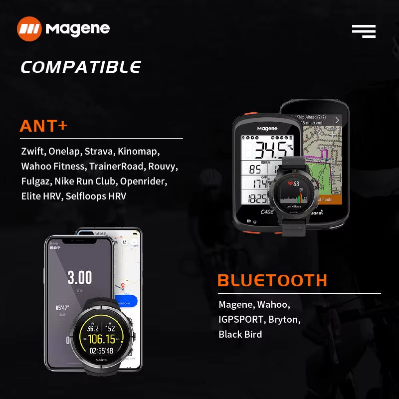 Mover H64 Heart Rate Sensor Dual Mode ANT Bluetooth with Chest Strap Cycling Computer Bike Forwahoo Garmin Sports Monitor