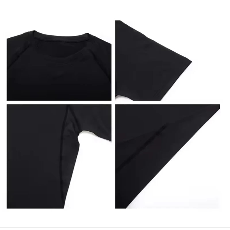Compression T Shirt Men Summer Sportswear Running T-Shirt Elastic Quick Dry Sport Tops Tee Athletic Gym Workout Shirts Men