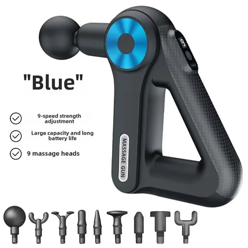 Electric Triangular Fascia Gun with 9-Level Muscle Vibration Relaxation Massage, Convenient Massage Gun with 9 Massage Heads