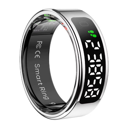 New  R12 Smart Ring, Wireless Charging, Display and Touch, Health Manager, Multi Sports Modes for Men Women, Gold, Silver