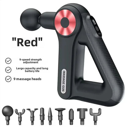 Electric Triangular Fascia Gun with 9-Level Muscle Vibration Relaxation Massage, Convenient Massage Gun with 9 Massage Heads