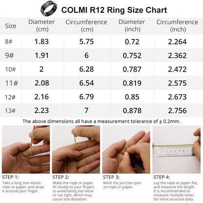 New  R12 Smart Ring, Wireless Charging, Display and Touch, Health Manager, Multi Sports Modes for Men Women, Gold, Silver