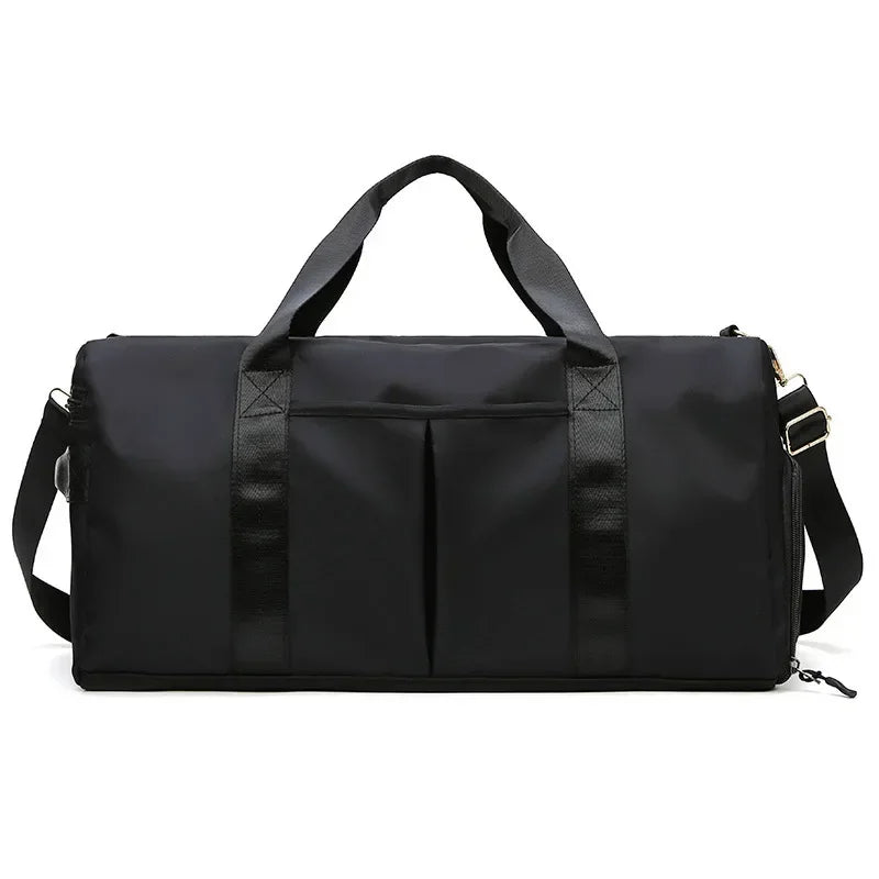 Outdoor Waterproof Nylon Sports Gym Bags Men Women Training Fitness Travel Handbag Yoga Mat Sport Bag with Shoes Compartment