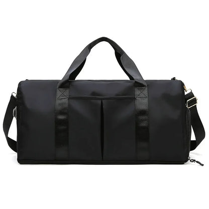Outdoor Waterproof Nylon Sports Gym Bags Men Women Training Fitness Travel Handbag Yoga Mat Sport Bag with Shoes Compartment